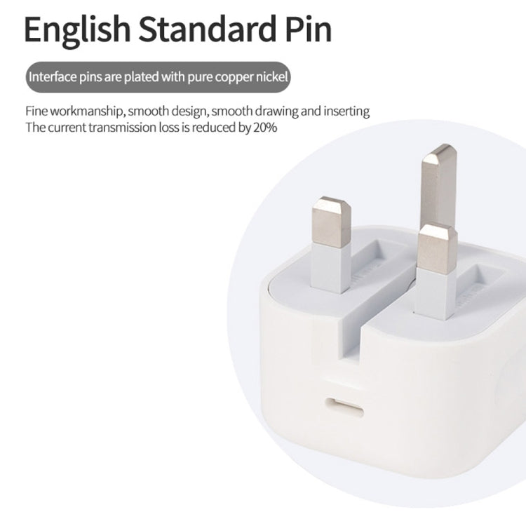 A2344 20W PD 3.0 Type-C / USB-C Folding Travel Charger + USB-C / Type-C to 8 Pin Fast Charging Data Cable Set, UK Plug, Length: 2m, 20W 8 Pin Length: 2m